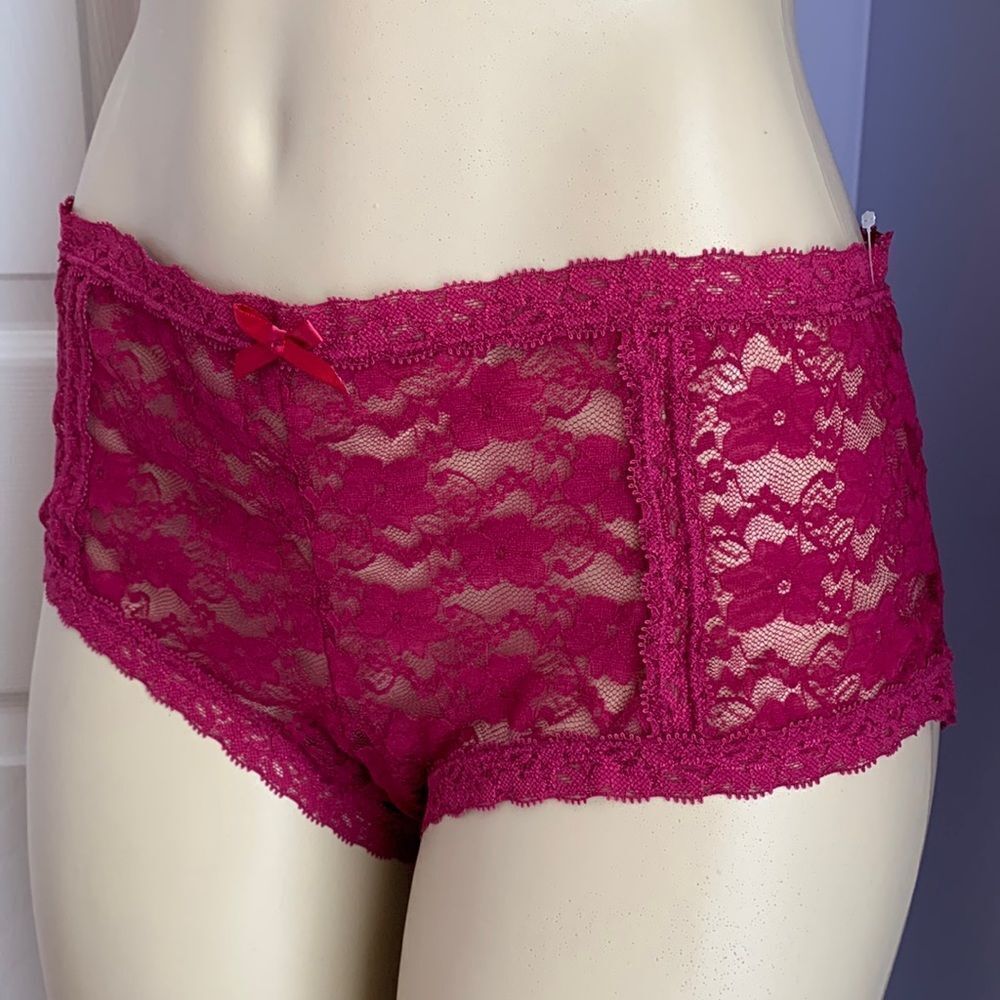 PINK K Lace Hipster Bikini Panties Underwear 1X Burgundy
